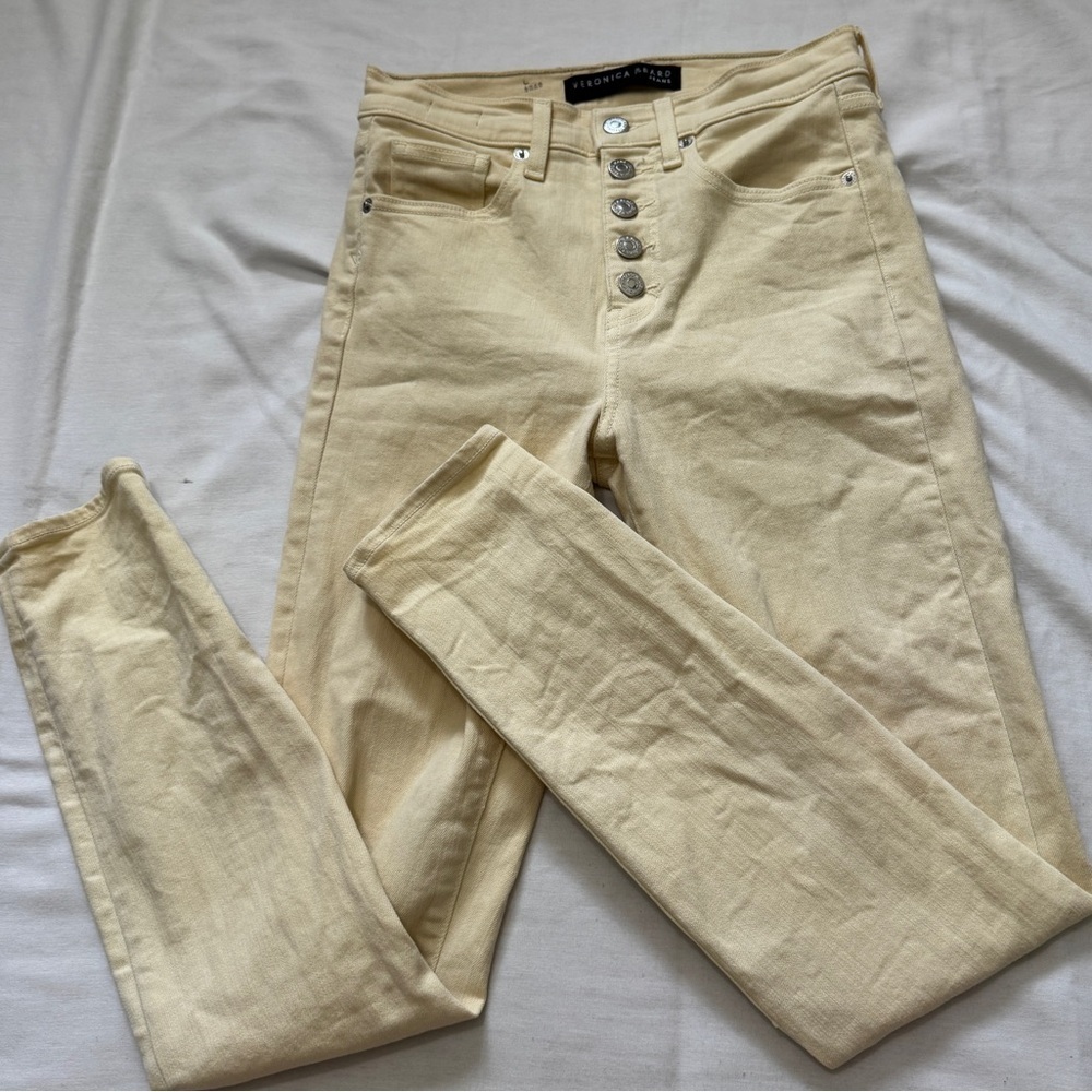 Veronica Beard 26 / 2 Maera Skinny High Rise Jeans ~ Buttercup Button Fly